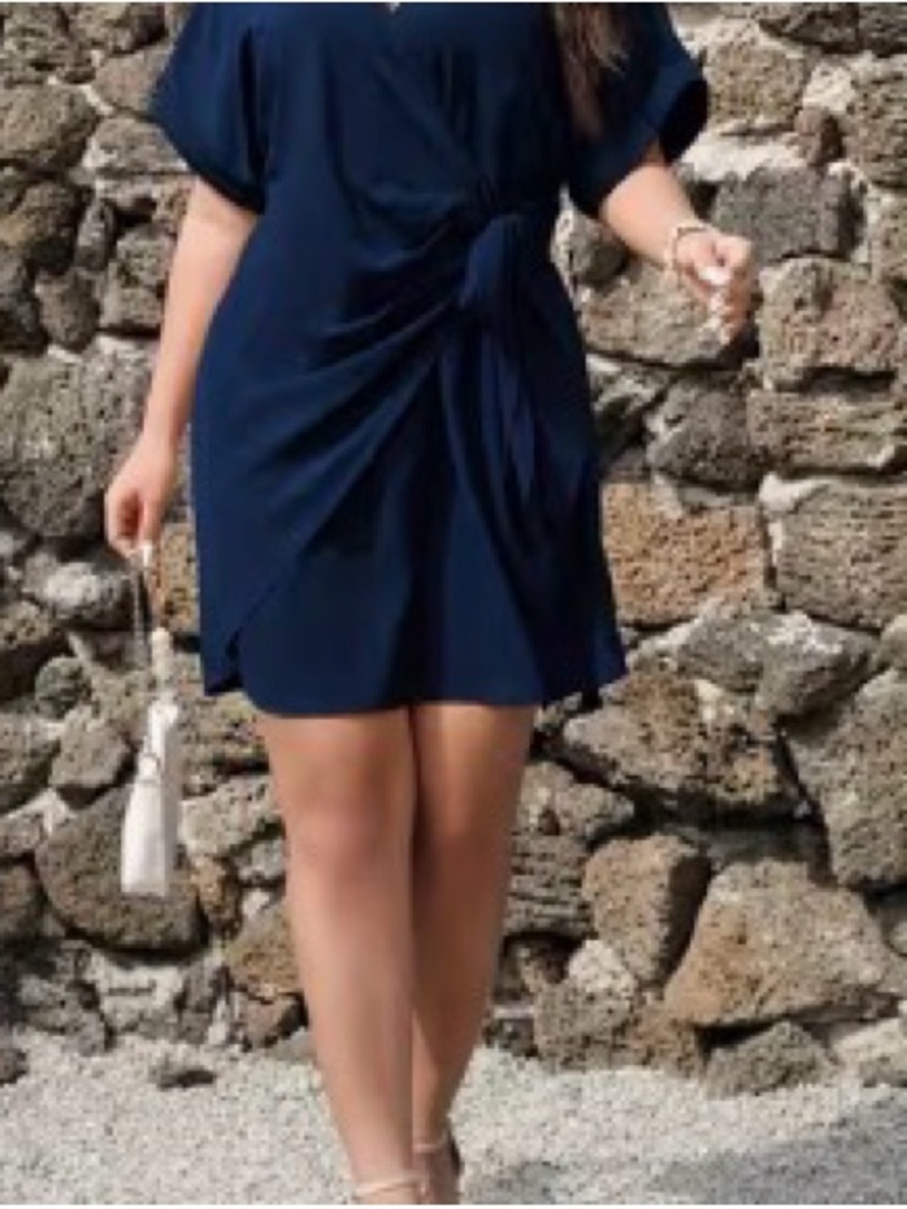 Navy Tie-Front Women's Dress